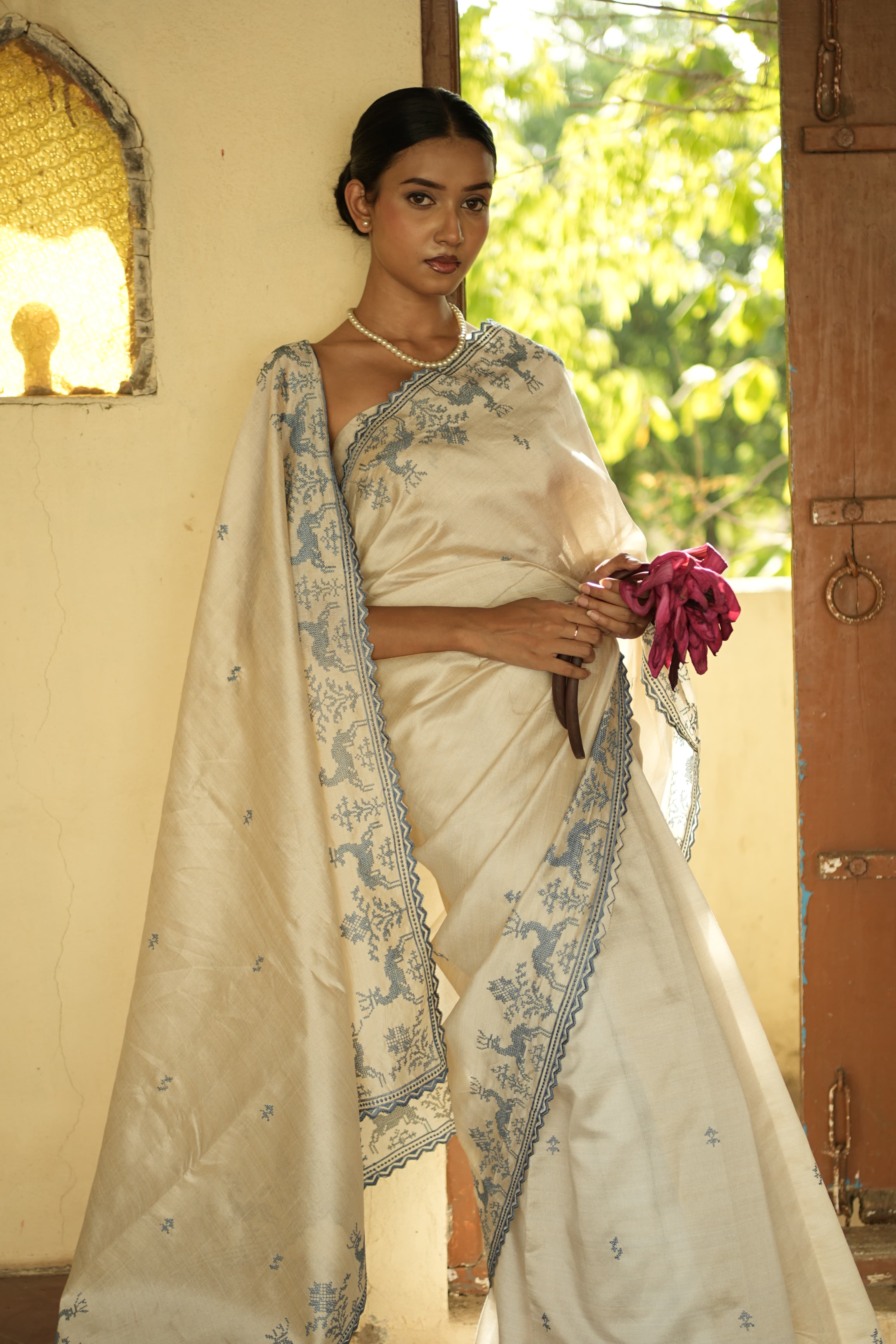 Indigo Meadow Saree view 4